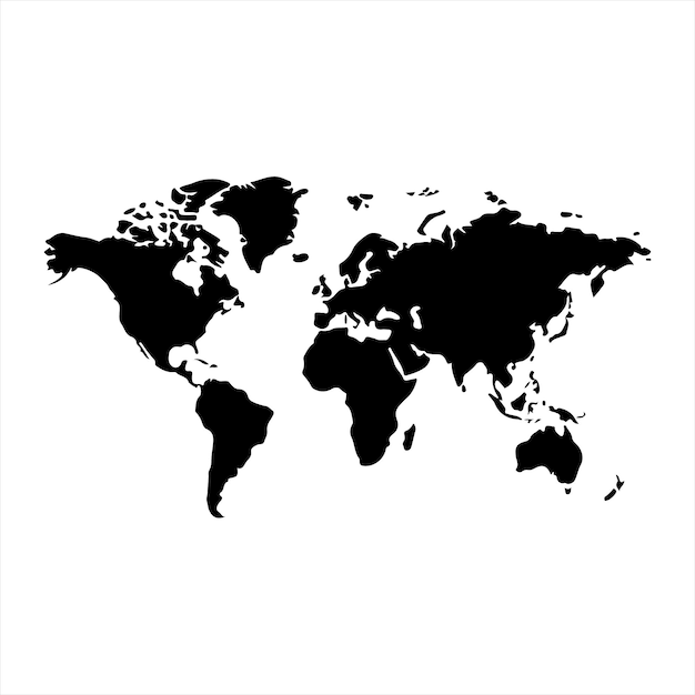 A black silhouette World Map