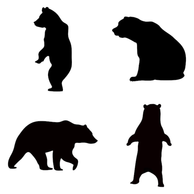 Black silhouettes of bears on a white background