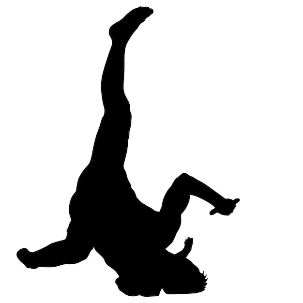 Black Silhouettes breakdancer on a white background