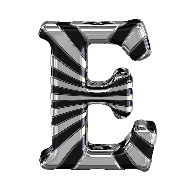 Black and silver 3d symbol letter e