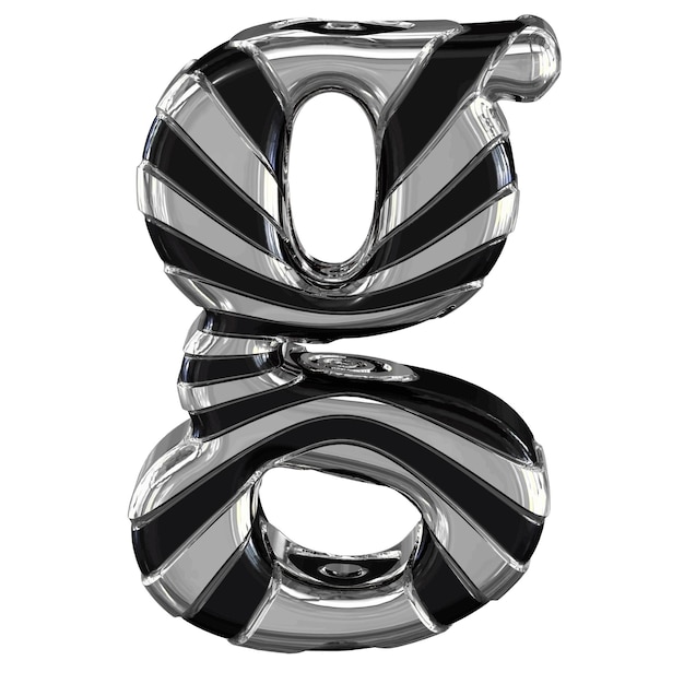 Black and silver 3d symbol letter g