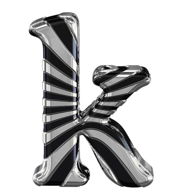 Black and silver 3d symbol letter k