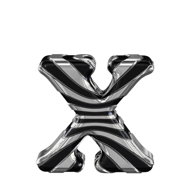 Vector black and silver 3d symbol letter x