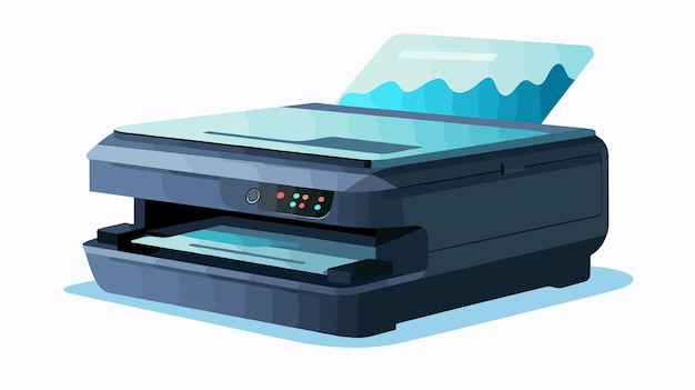 Vector a black and silver printer with a blue and green design