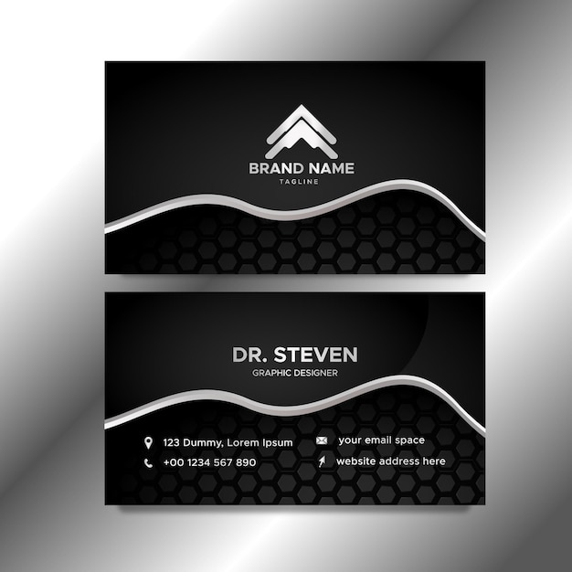 Black and silverbusiness card