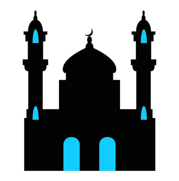 The black single silhouettes of Islamic Ramadan cityscapes background urban landscape illustration