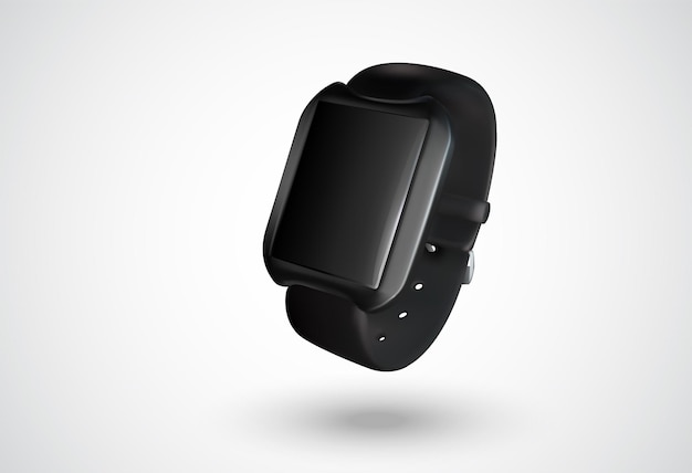 Black smart watch on white