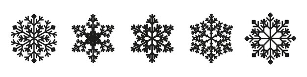 Black Snowflake shape collection on isolated background Snow icon silhouette Vector illustration f