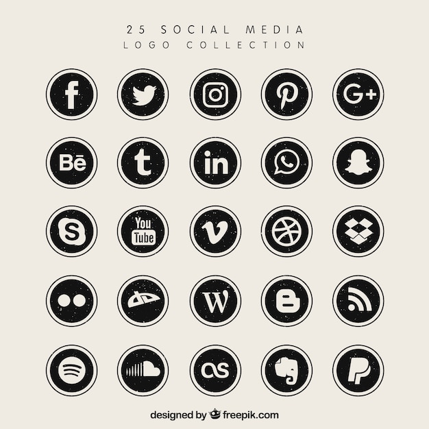 Black social media logo collection