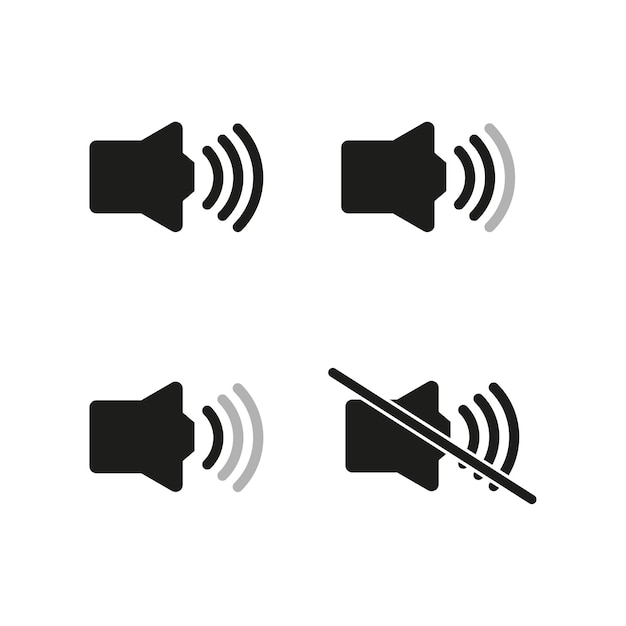 Black speakers icons. Megaphone speaker. Vector illustration.