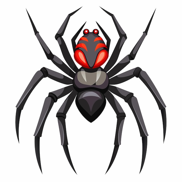 Vector black spider with red eyes and stripes