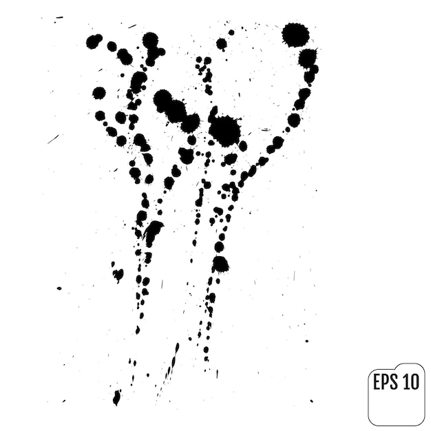 black splash on white background. Grunge ink blots and drops. High quality manually traced vector illustration