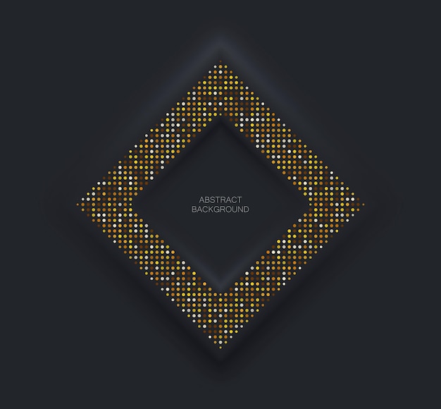 Vector black square frame in neomorphism style with golden glitter