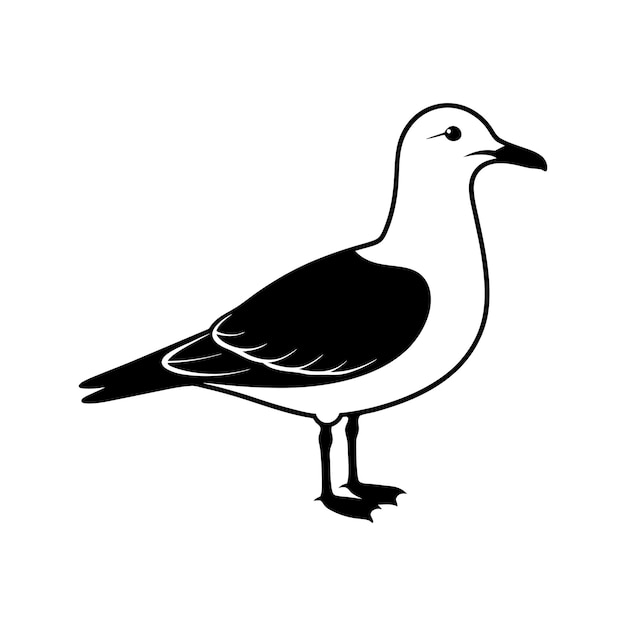 Black standing seagull Vector icon isolated on white background