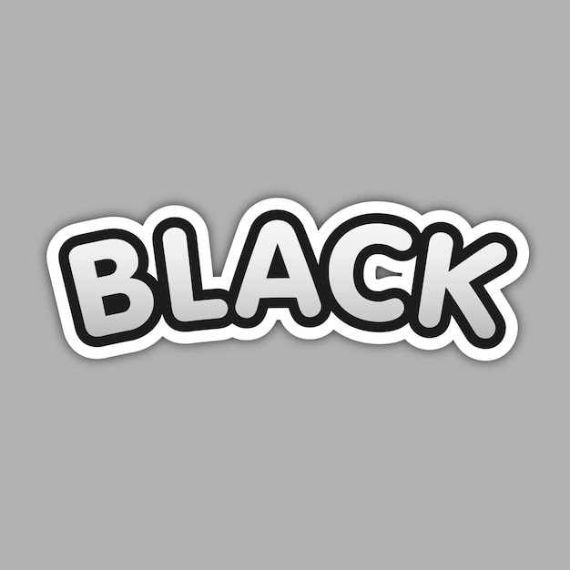 black sticker text effect with modern and simple style