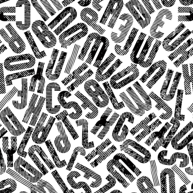 Black striped seamless pattern, tall decorative lowercase letters on white background.