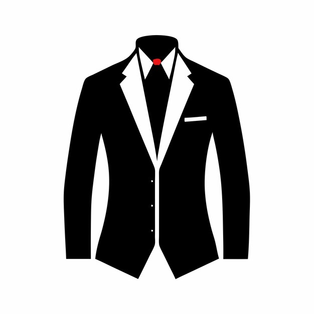 Vector a black suit with a red tie on the front and the collar is open