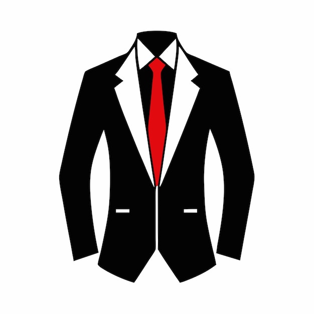 Vector a black suit with a red tie on it