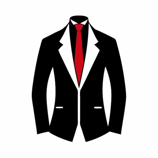 Vector a black suit with a red tie on it