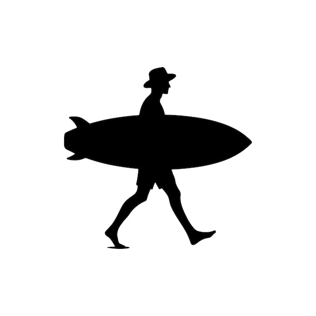 Black surfers with surfboards vector silhouette design with a white background