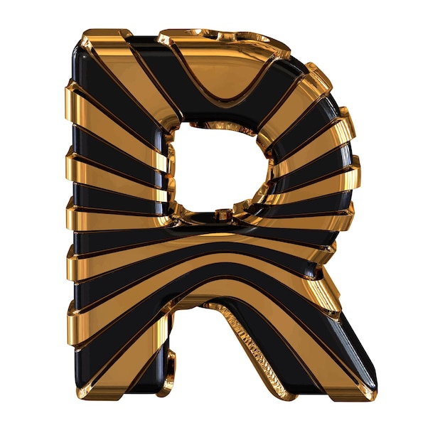 Black symbol with gold straps letter r