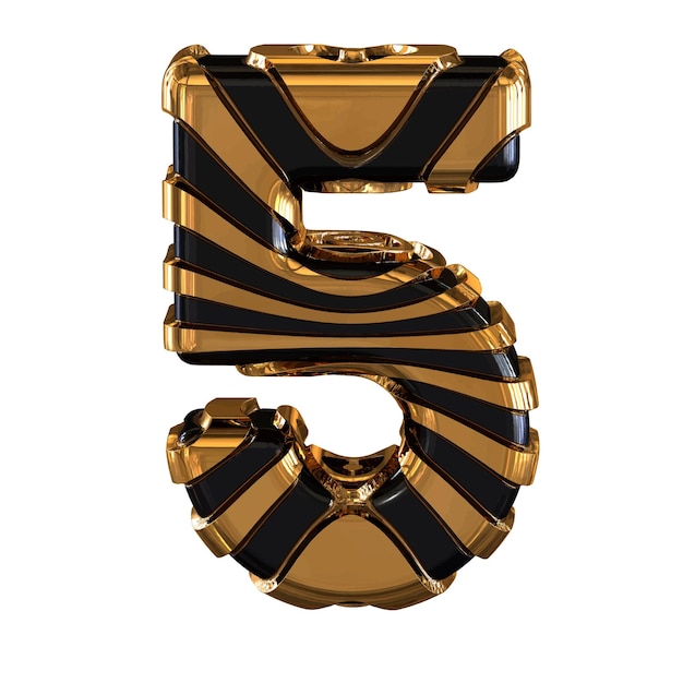 Black symbol with gold straps number 5