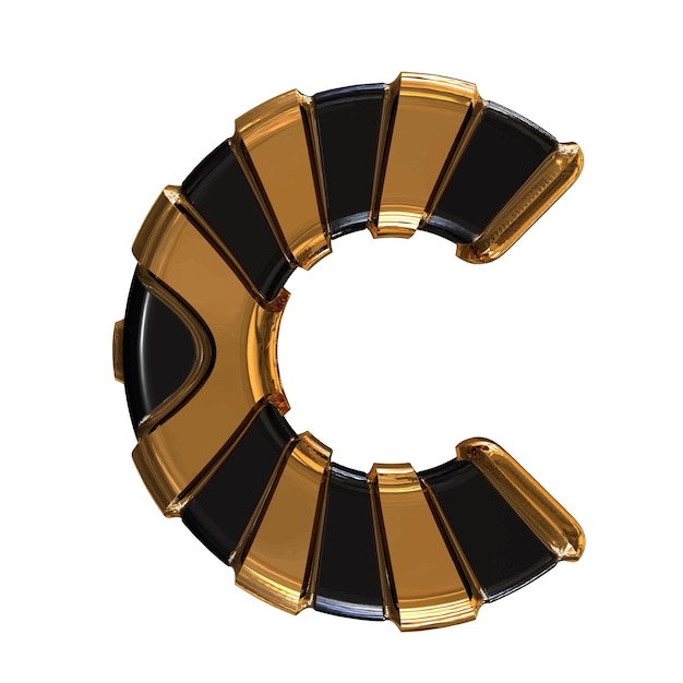 Black symbol with gold vertical straps letter c