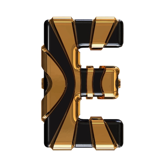 Black symbol with gold vertical straps letter e