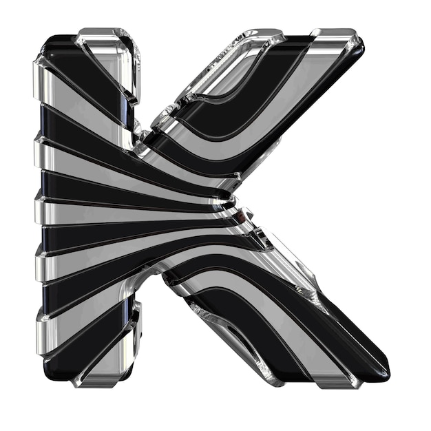 Black symbol with silver straps letter k