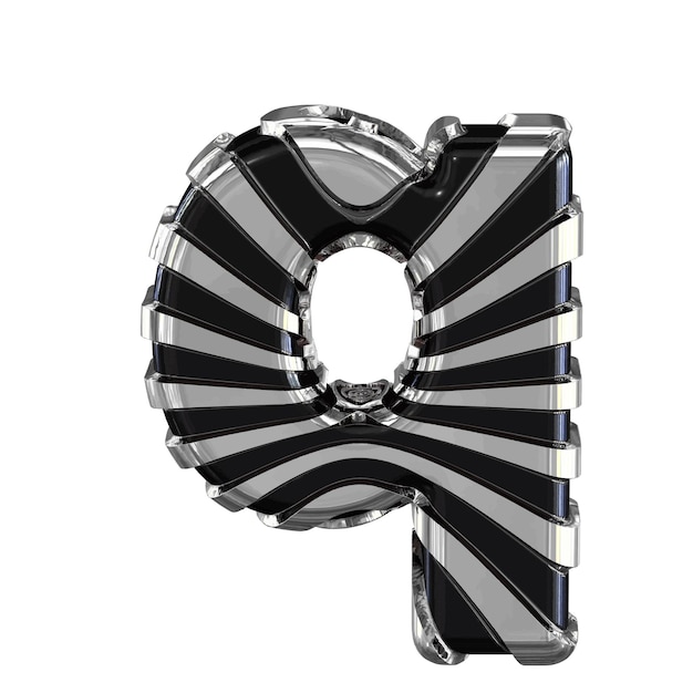 Black symbol with silver straps letter q