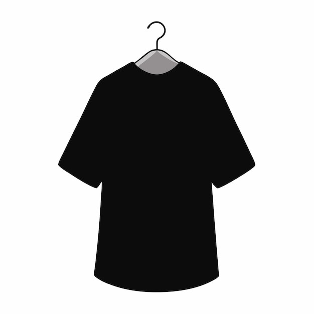 a black t - shirt hanging on a hanger with a black t - shirt hanging on it