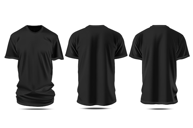 Black t shirt isolated on white background