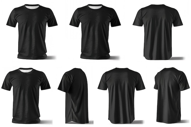 Black t shirt isolated on white background