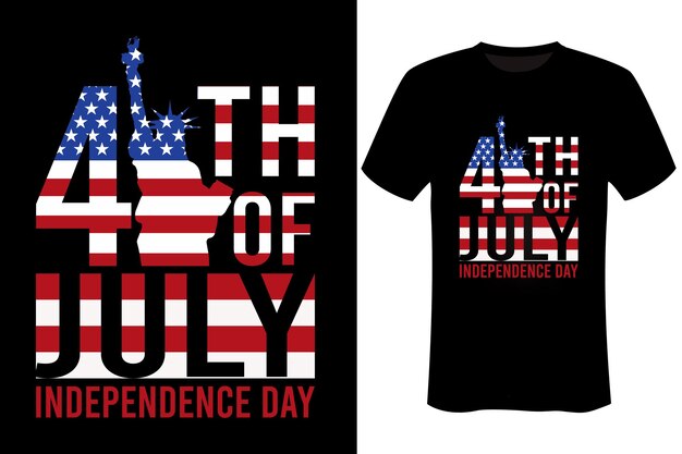 A black t - shirt that says the 4th of july on it.