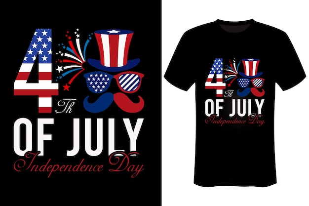 A black t - shirt that says the 4th of july on it.