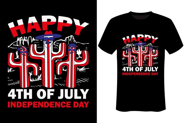 A black t - shirt that says happy 4th of july on it.