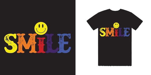 A black t shirt that says smile on it Smile t shirt vector Smile tee vector Typography T shirt