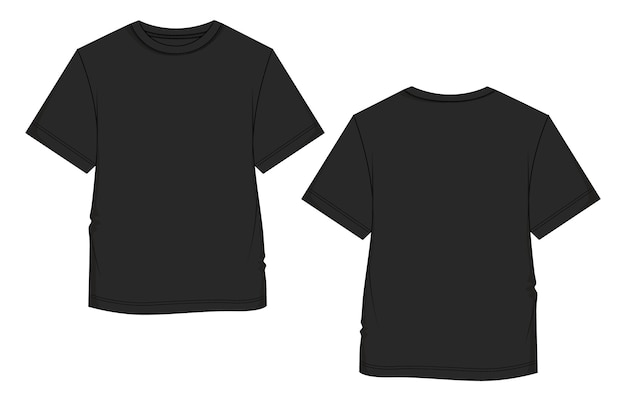 Vector black t shirt vector illustration template front and back views