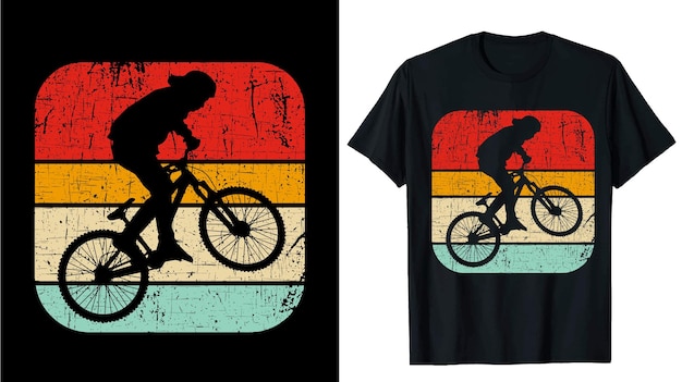 a black t shirt with a graphic of a man riding a bike