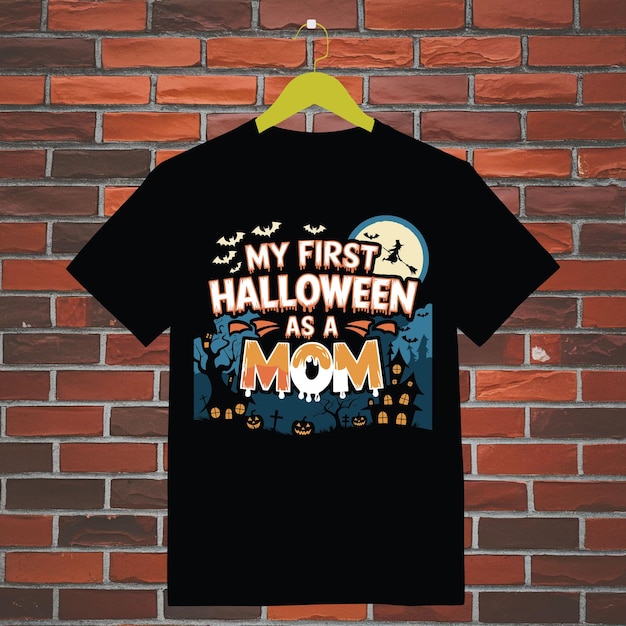 Vector a black t - shirt with my first halloween on it