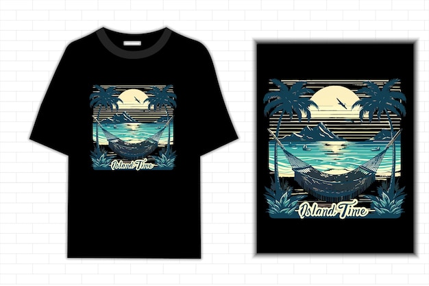 A black t shirt with a picture of a ocean on it