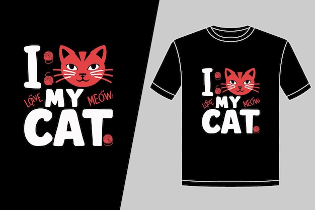 a black t shirt with a red cat on the front and the words my cat on the front