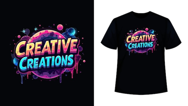 Vector a black t shirt with the words creative creations written on it