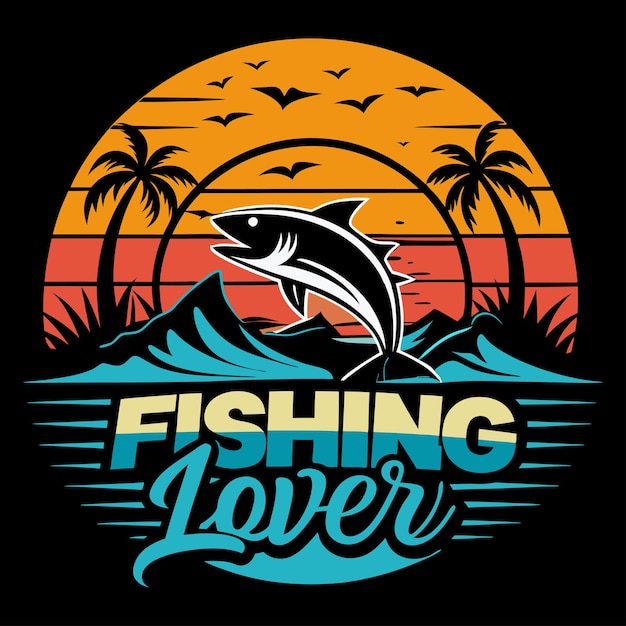 Vector a black t shirt with the words fishing love