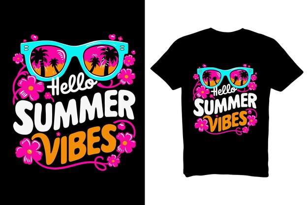 a black t - shirt with the words hello summer on it