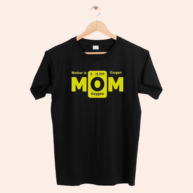 a black t - shirt with a yellow text that says mom mom on it