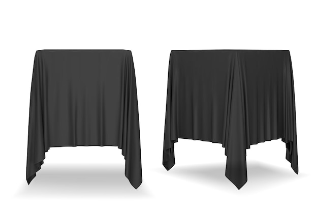 Black  tablecloth isolated on white background.