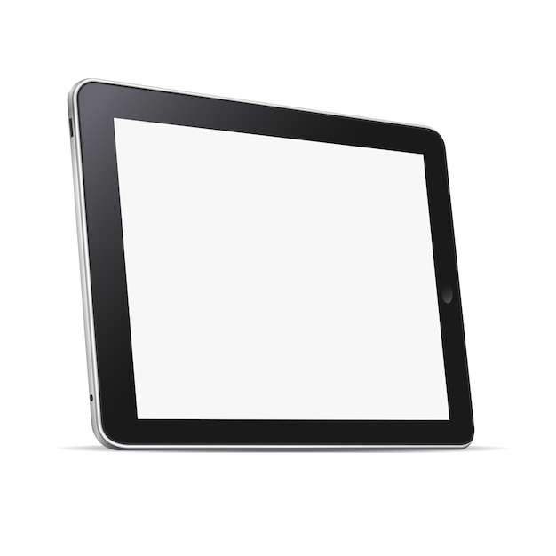 Black tablet computer (pc) with blank screen isolated