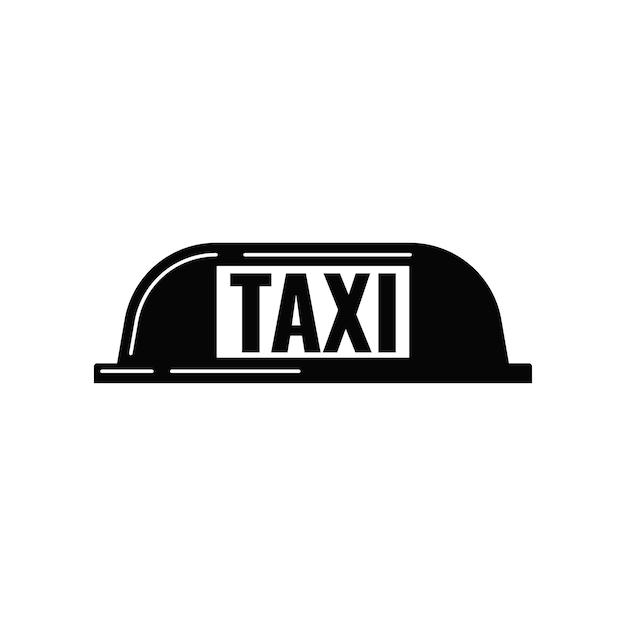 Black taxi cab light panel sign isolated on white background in simple flat style