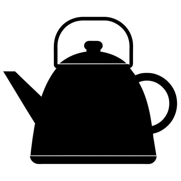 Vector a black teapot with a black lid that says  the kettle is made by the company